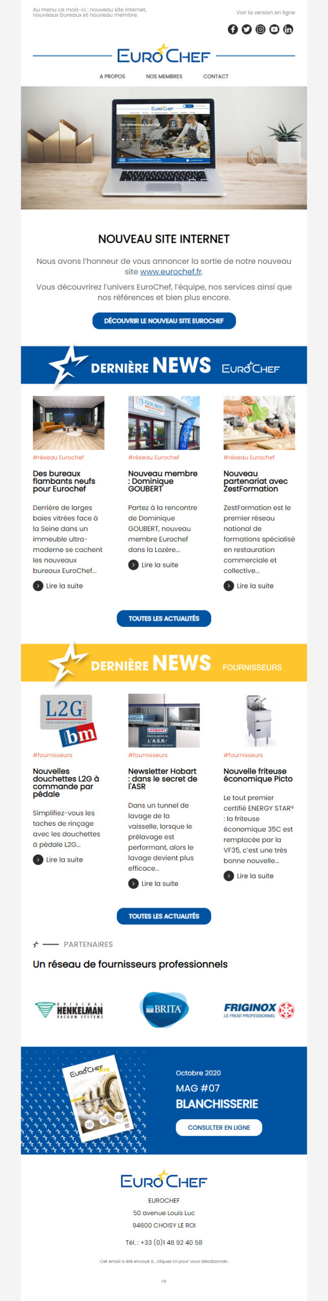 Création du template de la newsletter Eurochef