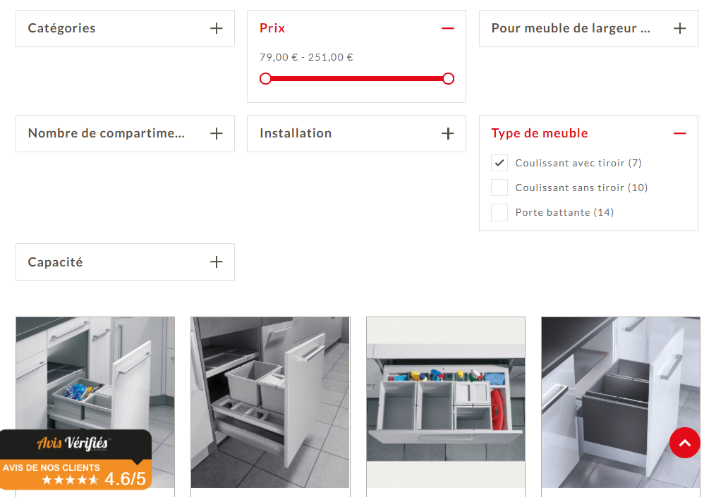 Navigation à facettes sur le site e-commerce Hailo France