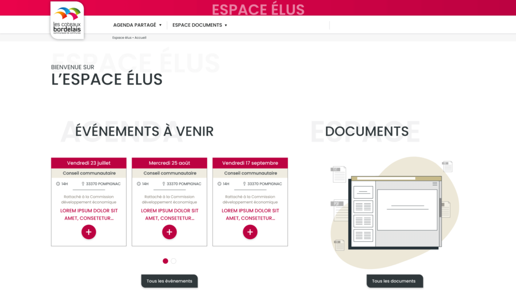 Refonte du site web de la Communauté des Communes Les Coteaux Bordelais : l'espace élus