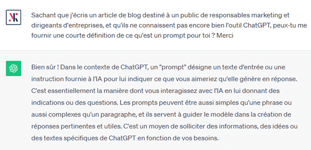 Exemple de prompt ChatGPT