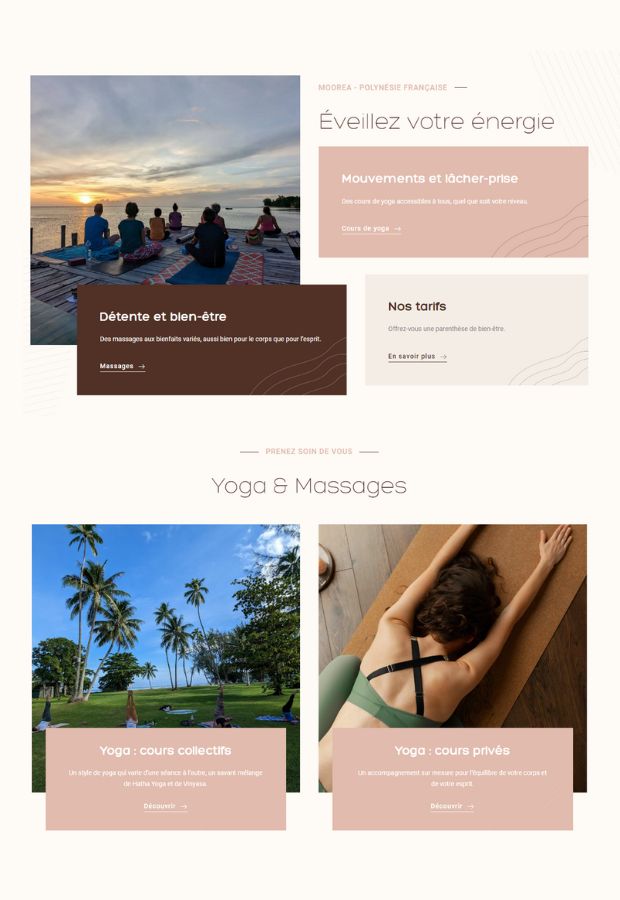 Création du site Internet Laura B yoga massage à Moorea