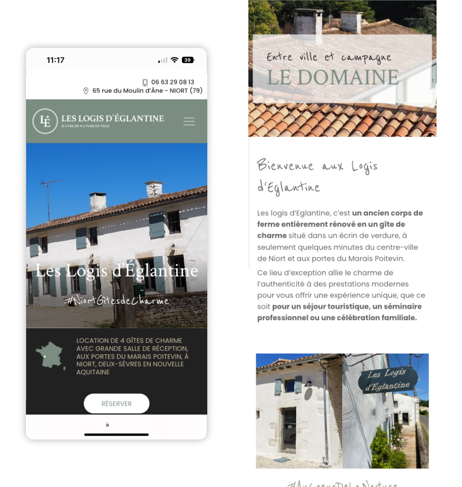 Création du site internet du gîte Les Logis d'Eglantine