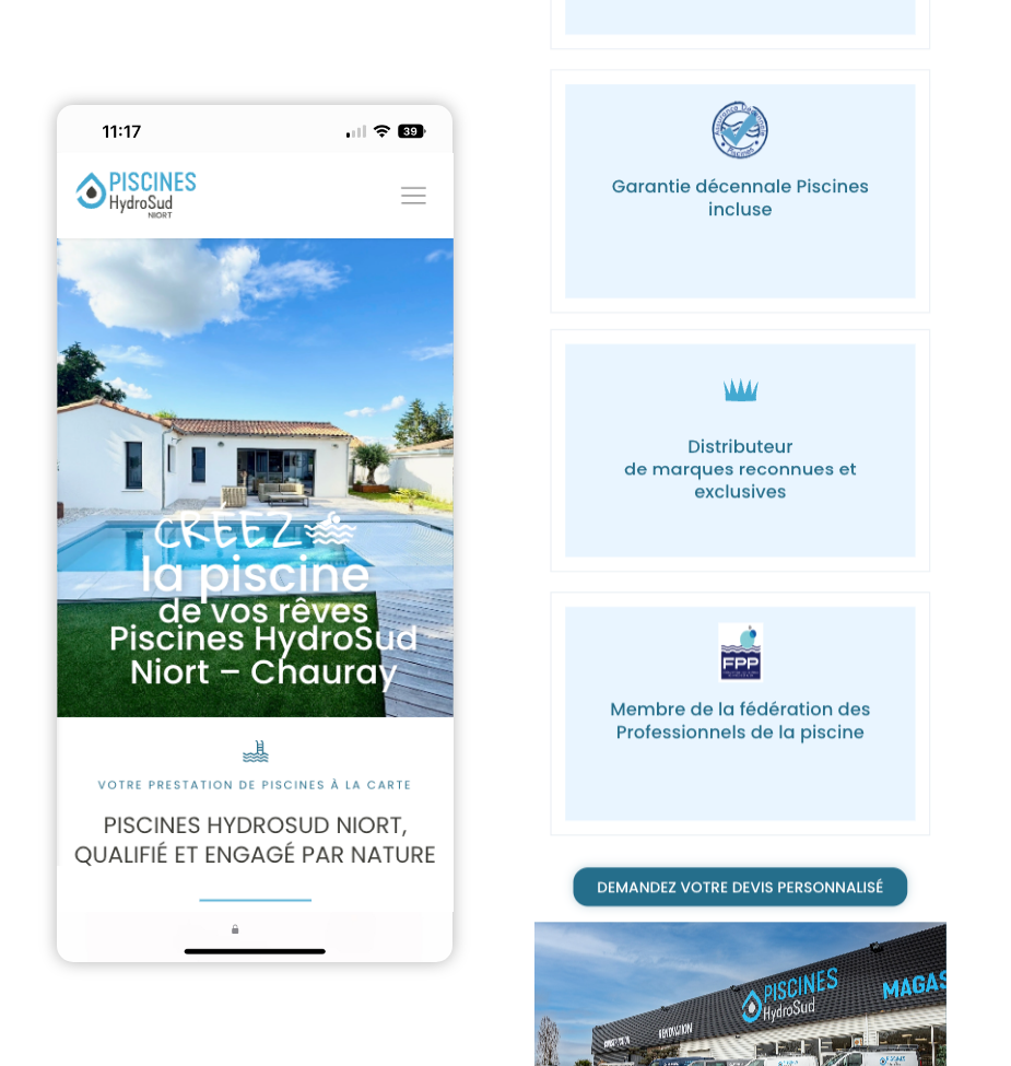 Création du site internet de Piscines HydroSud Niort