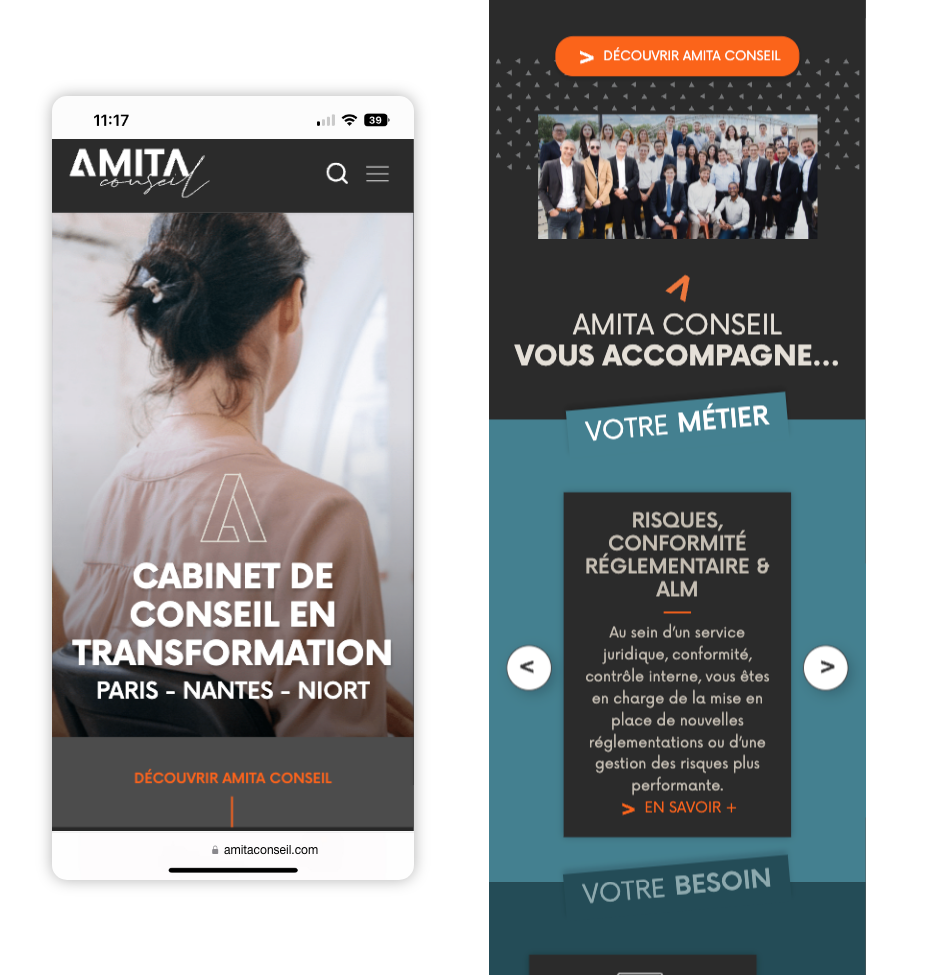 Création du site web d'AMITA Conseil par l'agence Naskigo Niort