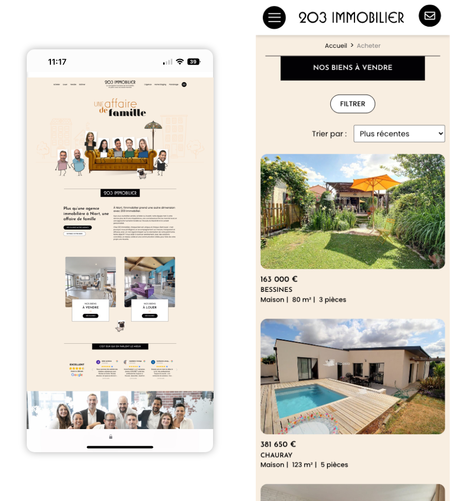 Refonte du site internet de l'agence 203 Immobilier Niort : responsive design