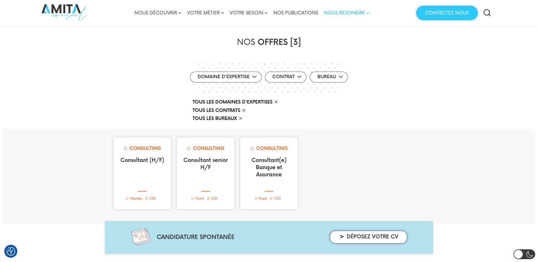 Module recrutement pour Amita conseil développé par l'agence web Naskigo Niort