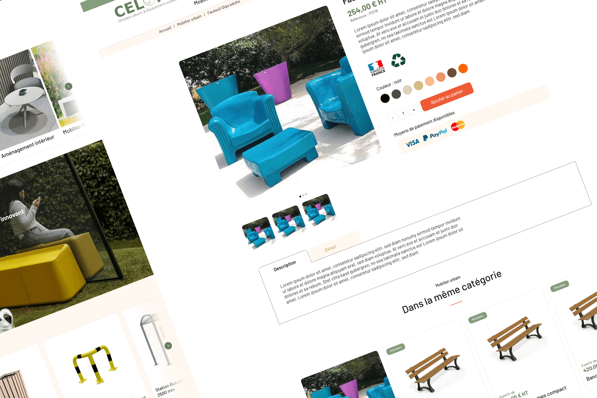 Maquettes du site e-commerce de CELONA