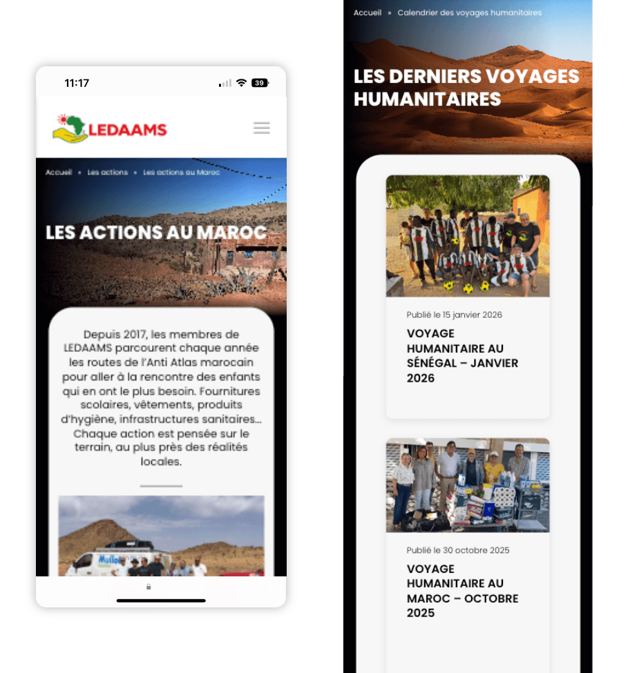 Création du site internet de l'association LEDAAMS