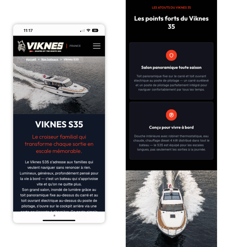 Création du site web Viknes France : version mobile